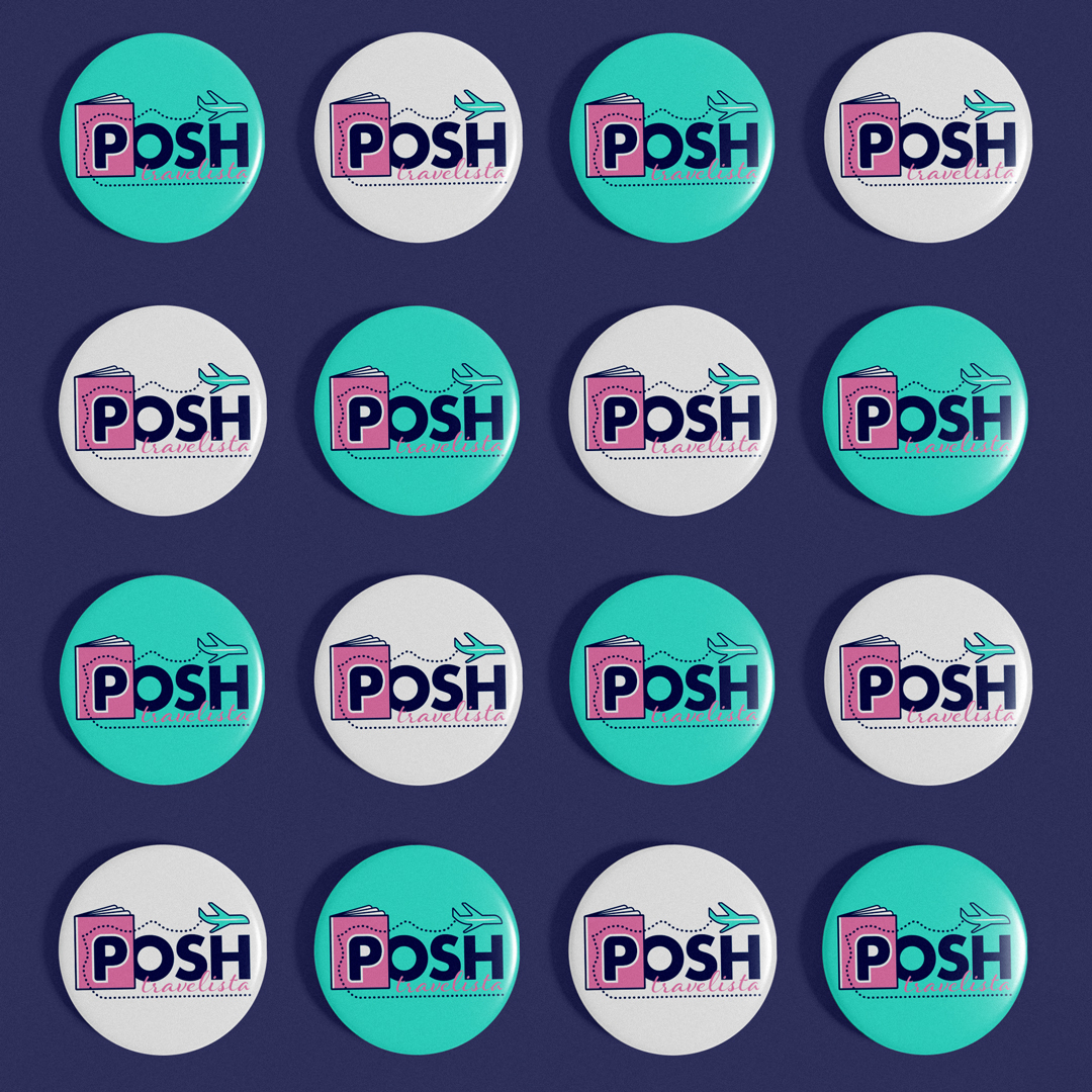 Posh Travelista Branding Pins Brand Identity